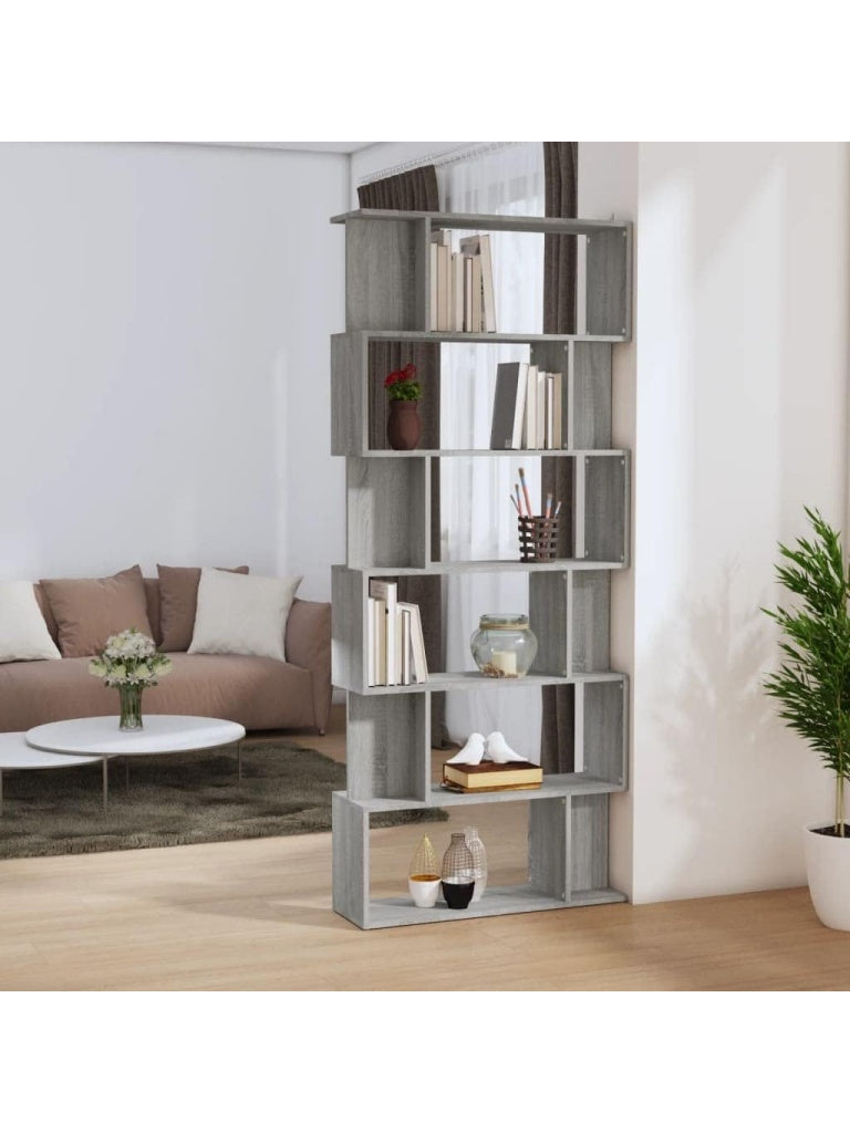 Raumteiler Bucherregal 80 x 24 x 192 cm in Grau Sonoma