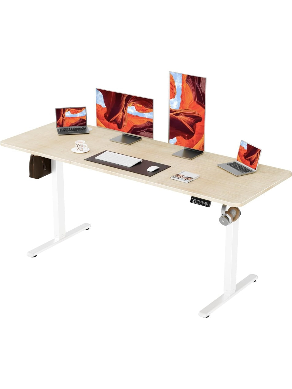 Elektrisch hohenverstellbarer Schreibtisch 170 x 60 cm in Eichenoptik fur ergonomisches Arbeiten