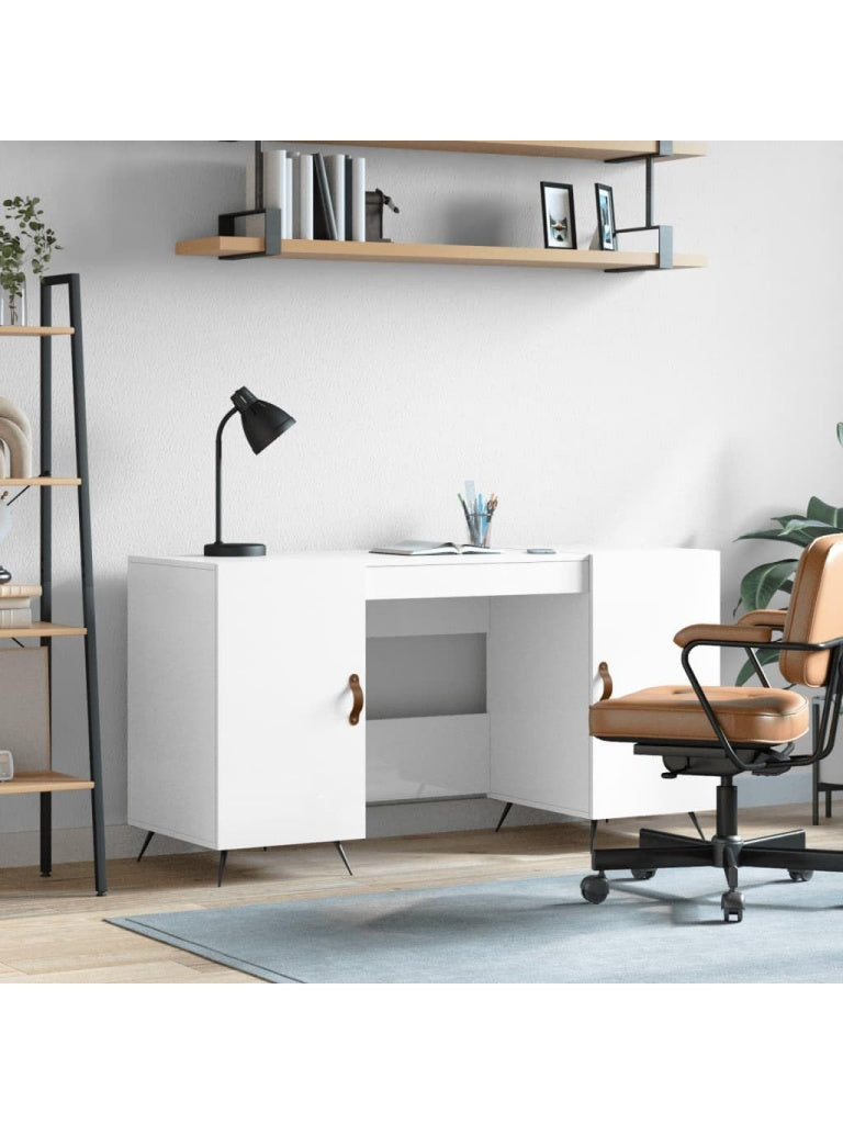 Laptoptisch in Hochglanz Weiss 140 x 50 x 75 cm aus Holzwerkstoff fur Arbeitszimmer