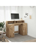Gaming Schreibtisch in Artisan Eiche 120 x 55 x 91 cm mit LED Beleuchtung Schublade und Ablagefachern