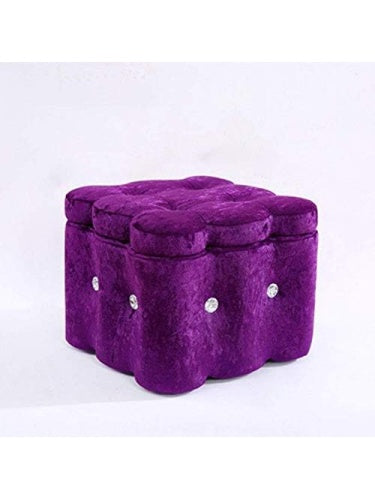 Quadratischer Holzhocker mit Stauraum als kompakter Fusshocker fur Wohnzimmer Schlafzimmer und Arbeitszimmer in Violett
