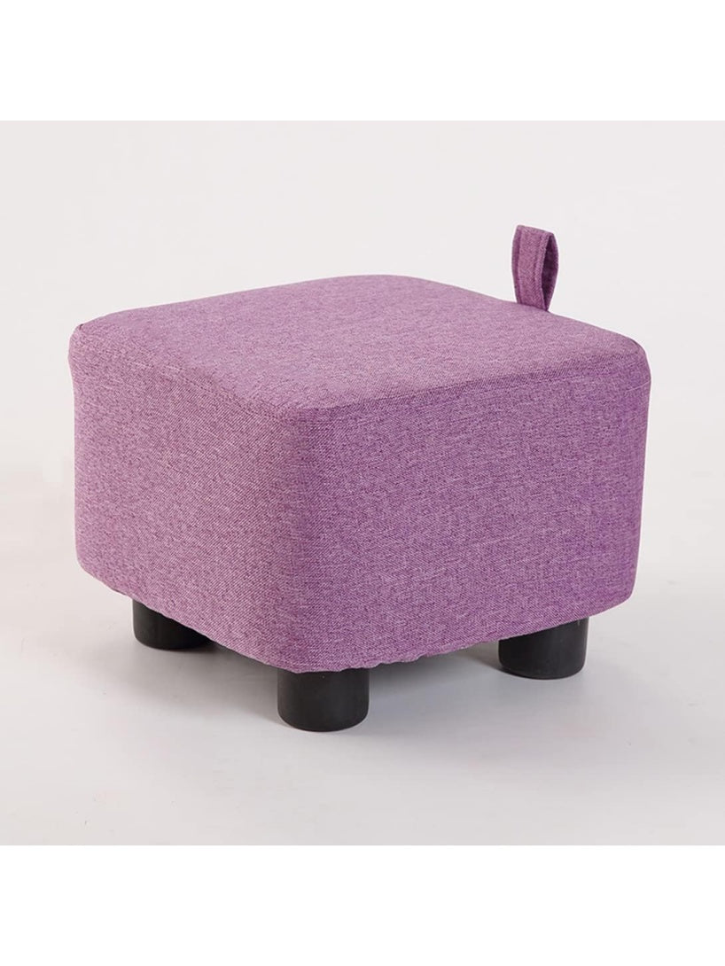 Quadratischer Fusshocker mit Leinenbezug und gepolsterter Sitzflache fur Wohnzimmer Schlafzimmer Buro und Arbeitszimmer in Grau