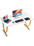 Moderner Computertisch 160 x 80 cm mit stabilem Metallrahmen in Weiss Gold