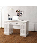 Sekretar Schreibtisch in Weiss 140 x 48 x 80 cm mit drei Schubladen und zwei Schrankfachern
