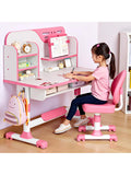 Hohenverstellbarer Kinderschreibtisch mit Bucherregal Schublade und Stuhl in Rosa